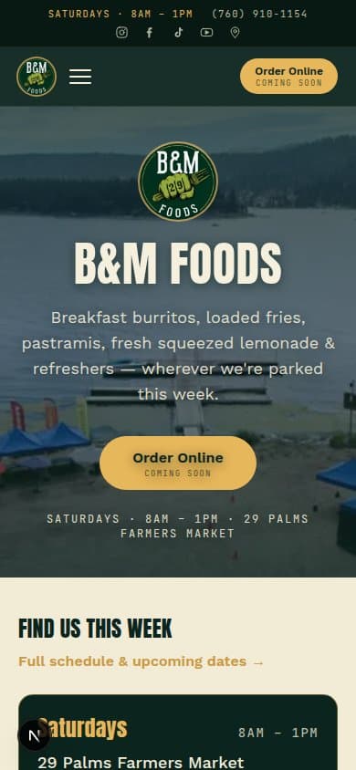 B&M Foods Home — mobile